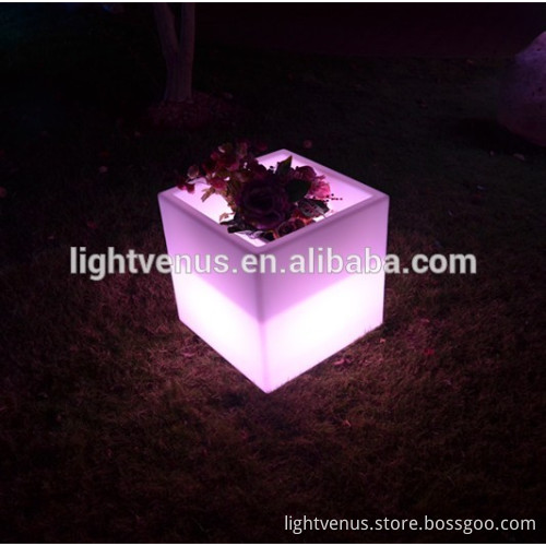 led square flower pot for garden decoration lighted up planter